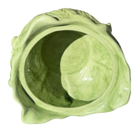 VTG Holland Mold Green Cabbage Tureen Lidded Bowl with Underplate Majolica - Picture 4 of 12